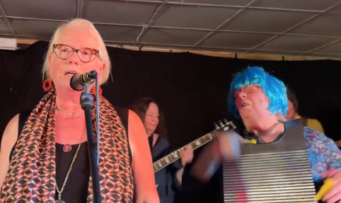 the band on stage in March 2024